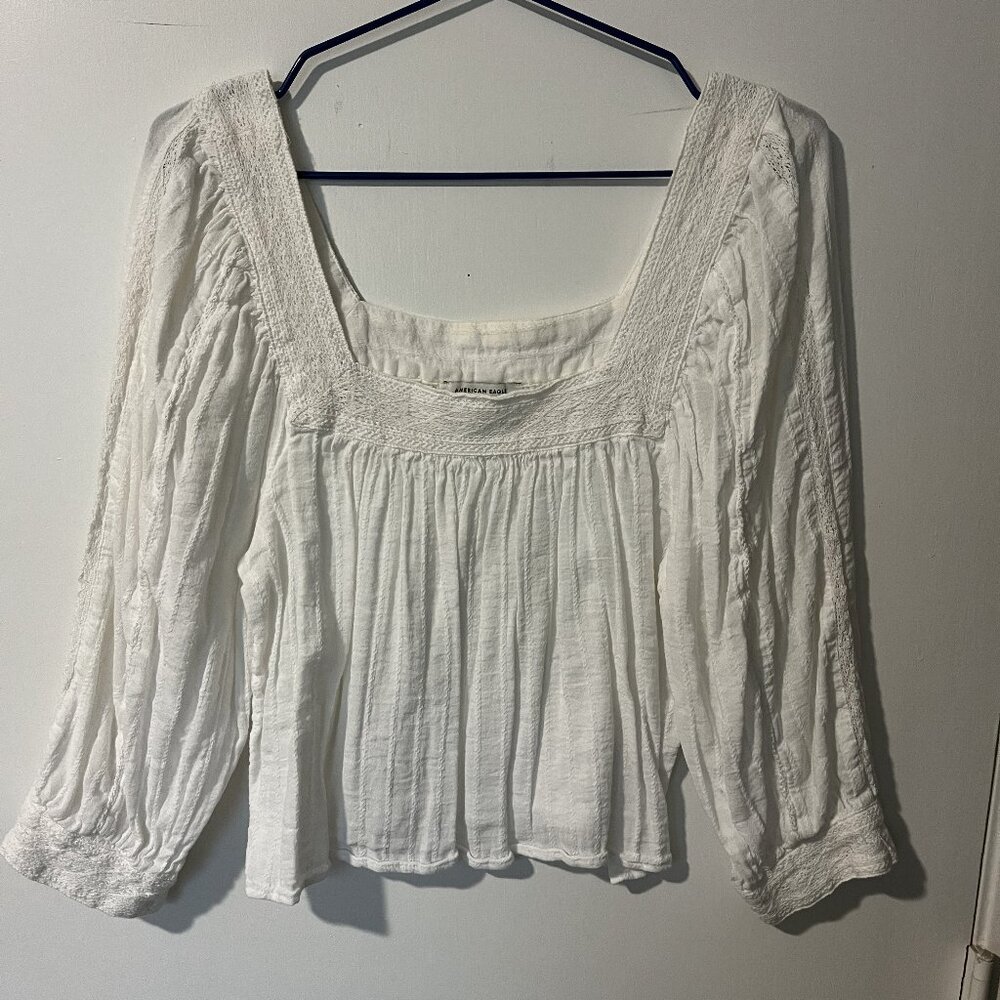 AE Long-Sleeve Square Neck Blouse